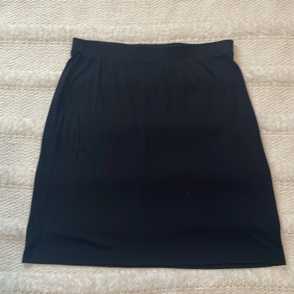 Y2K Mossimo skirt black rayon knit knee length women’s size L large - Picture 1 of 10